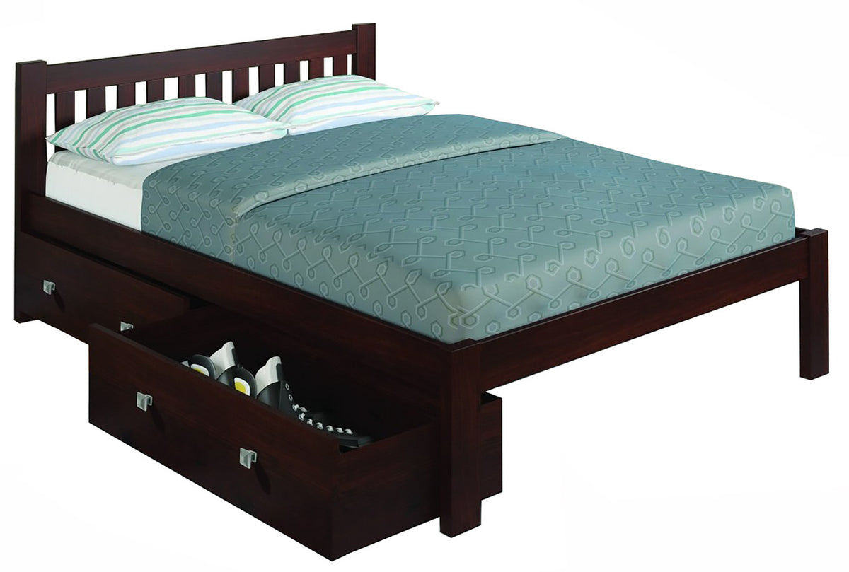 Ken Brown Platform Full Bed with Under Bed Drawers