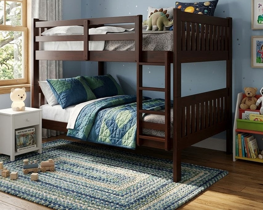 KINKO Dark Brown Full over Full Bunk Bed