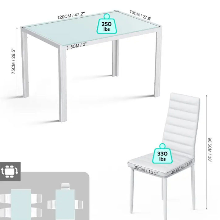Lanny White 5 Piece Dining Set