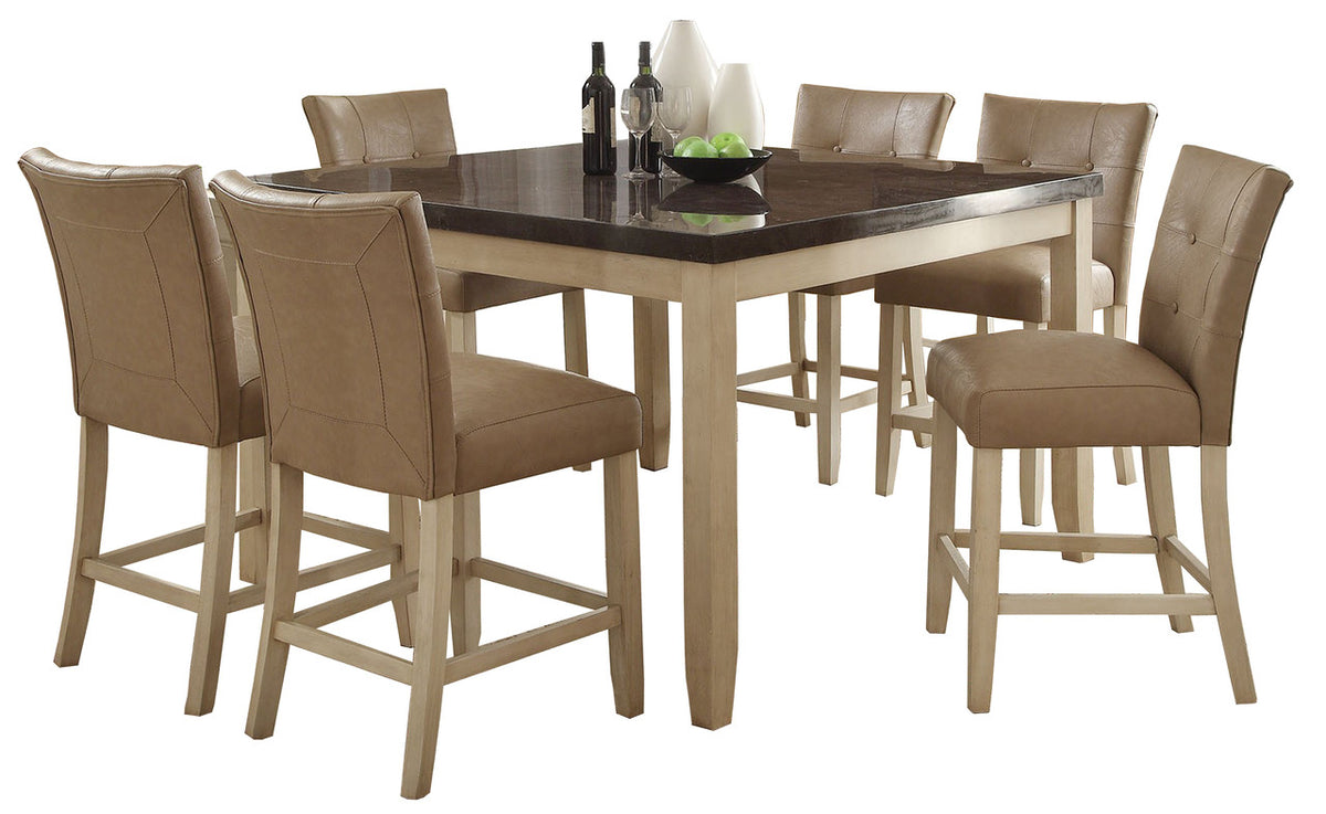 Ashton Limestone/Antique White 7-PC Counter Height Set