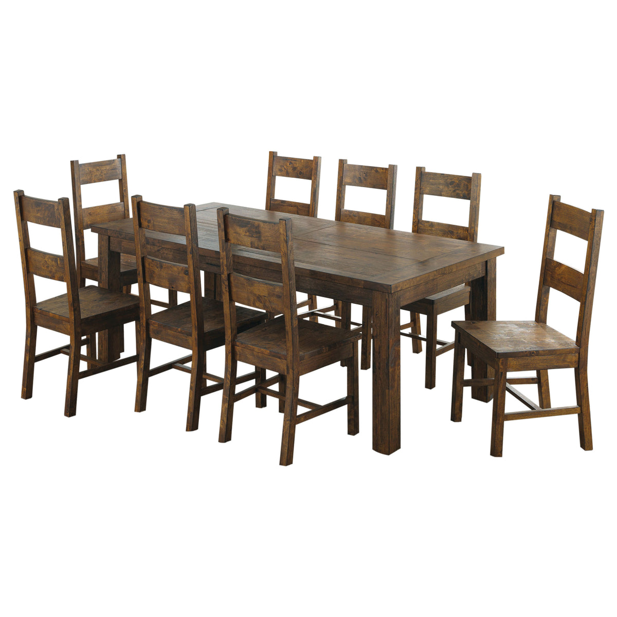 MEADOWBROOK 9 Piece Rectangular Dining Set Rustic Brown