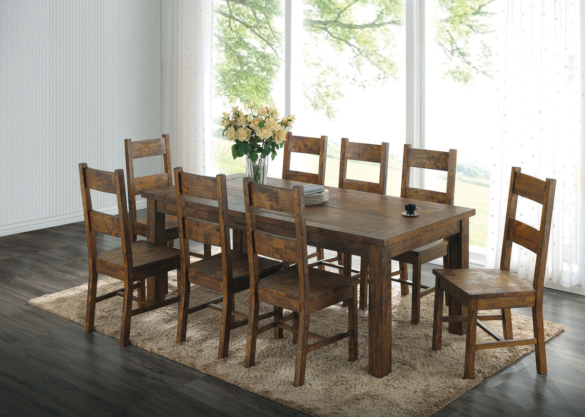 MEADOWBROOK 9 Piece Rectangular Dining Set Rustic Brown