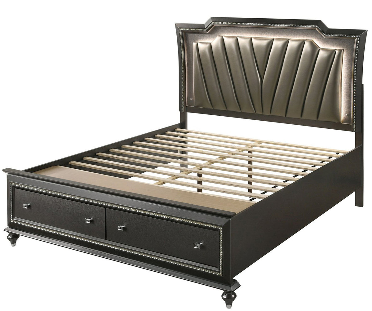 MARVILLA Gray LED Storage Bed