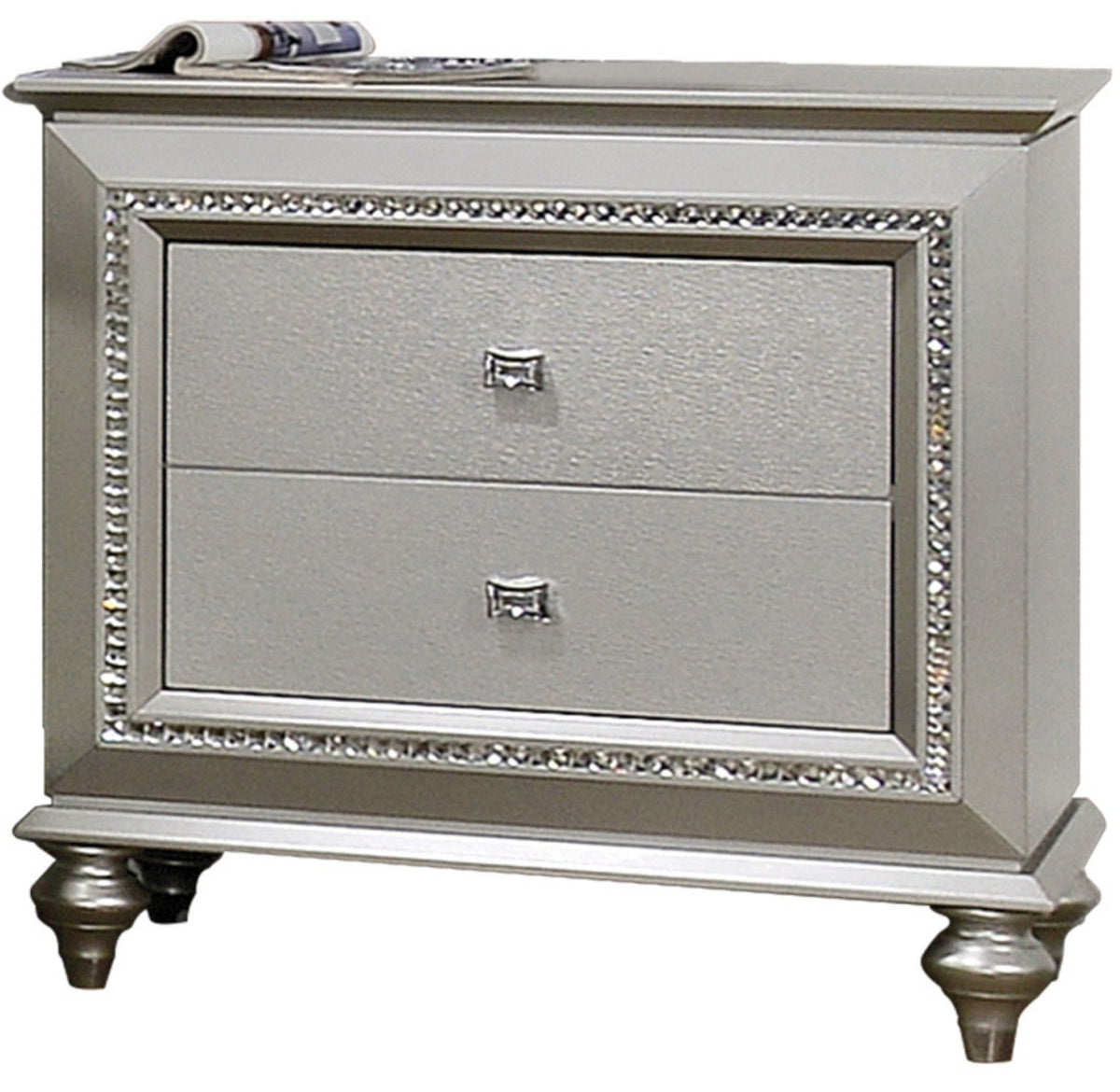 MARVILLA Silver 2 Drawer Nightstand
