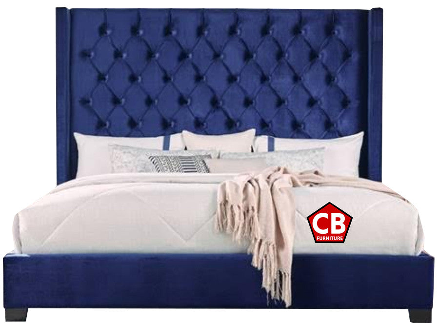 NEIL Blue Tufted Velvet Bed