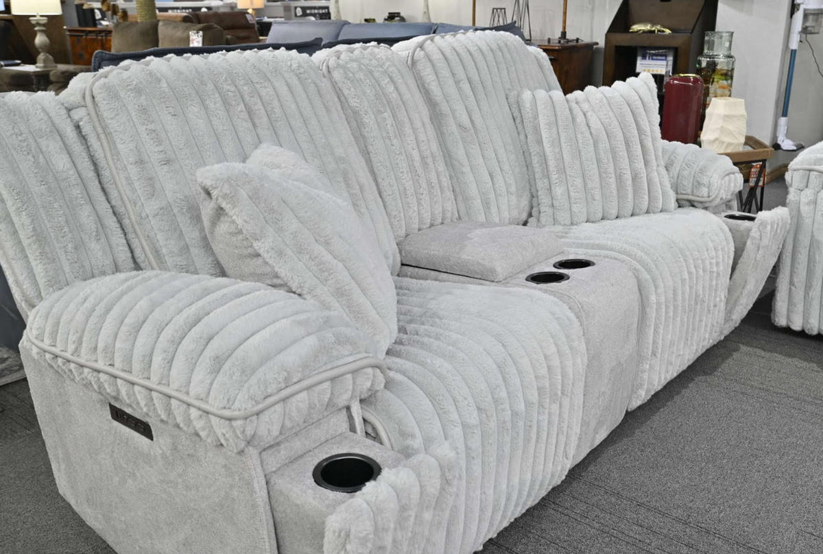 Furri White Powered Reclining Sofa & Loveseat