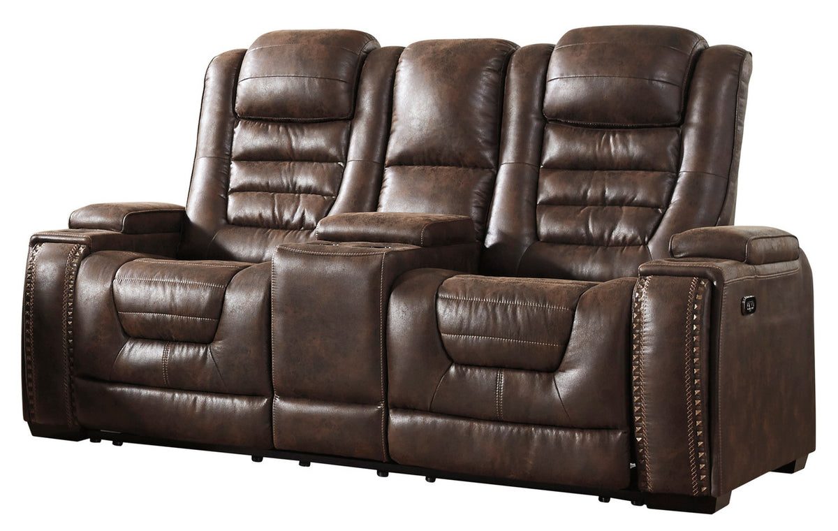 CONCIERGE Brown Powered Reclining Sofa & Loveseat