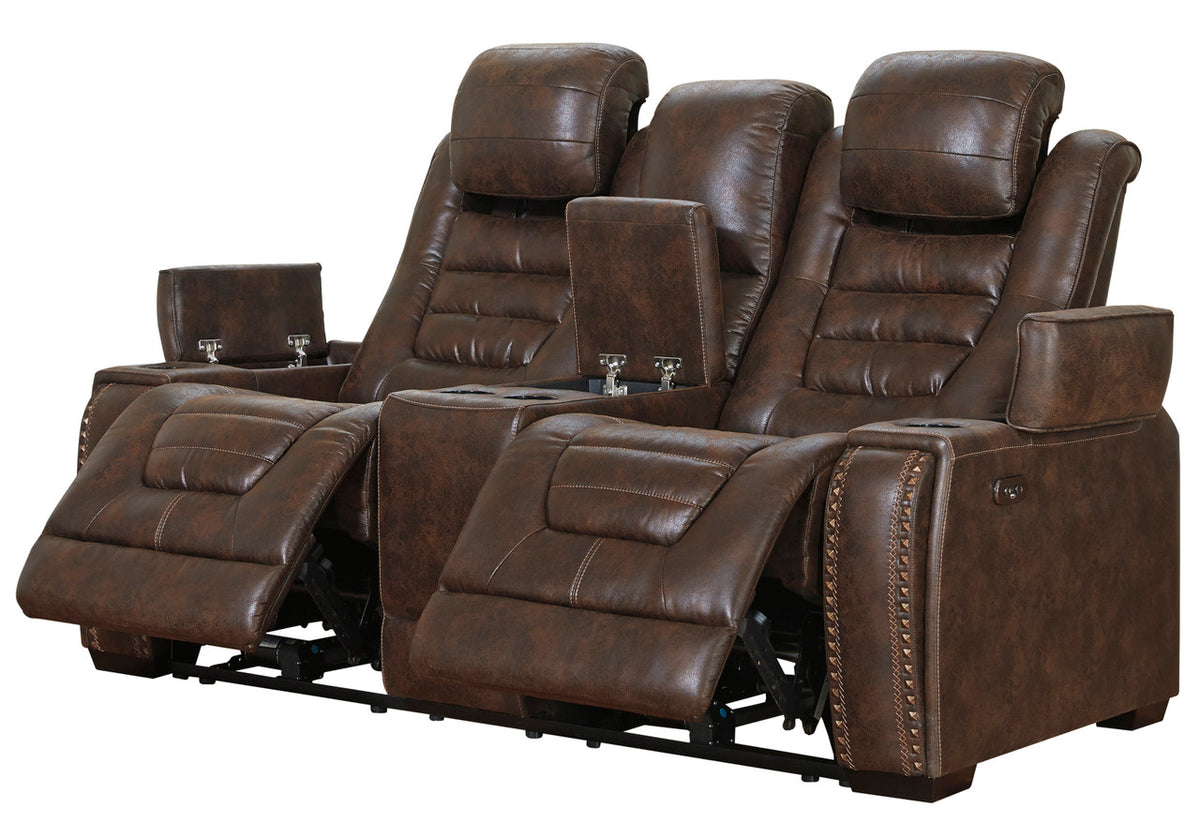 CONCIERGE Brown Powered Reclining Sofa & Loveseat