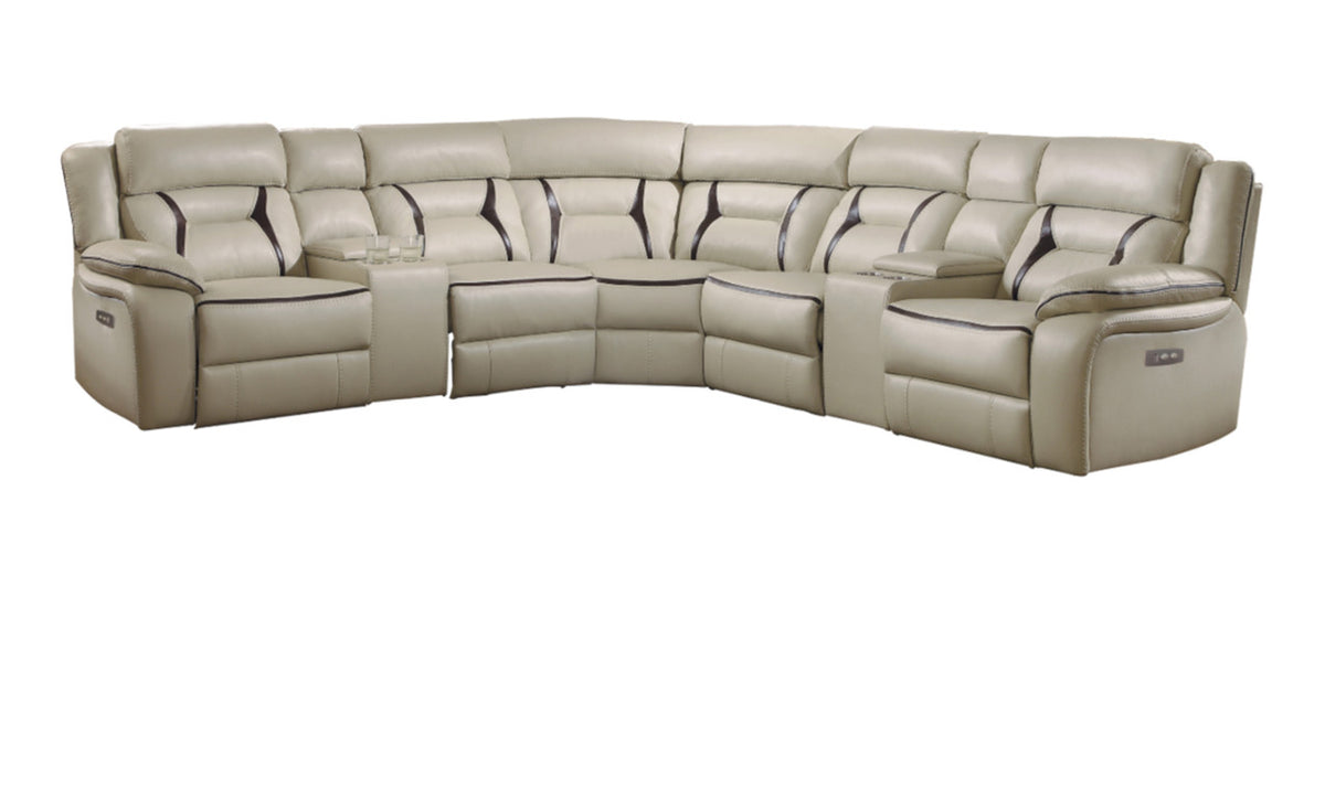 Pegasus Beige 7-PC Powered Reclining Sectional With USB