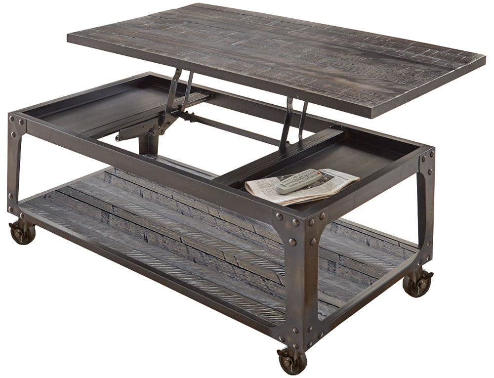 HUNTER 3-PC Dark Brown Lift-Top Occasional Set With Casters