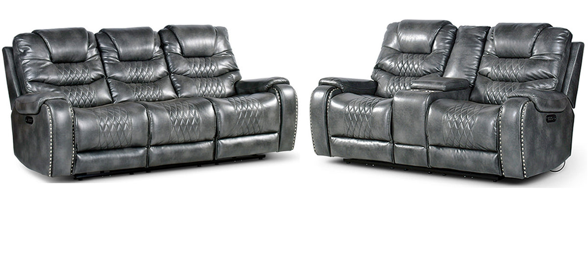 ROVER Grey Powered Reclining Sofa & Loveseat