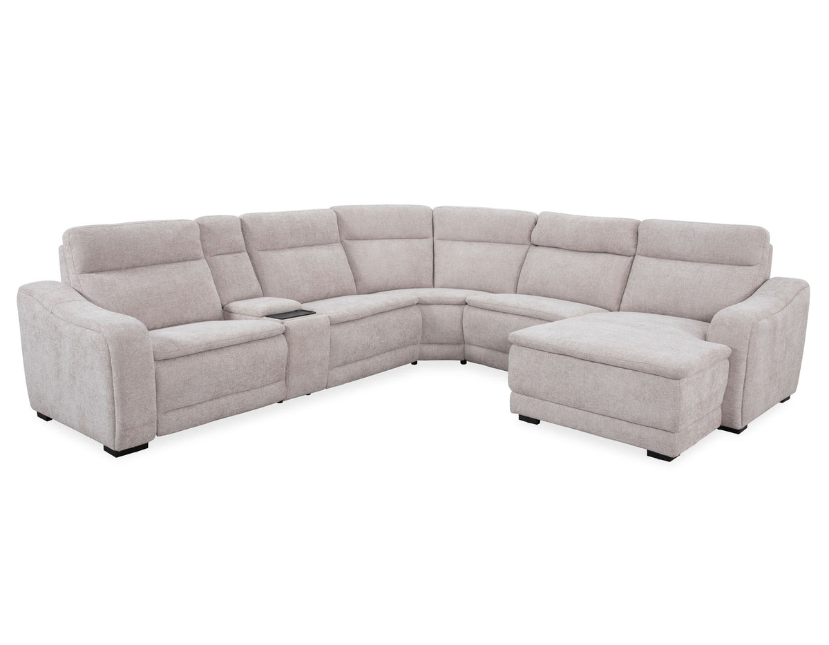 Grandview Cobblestone 7-Piece Power Reclining Sectional with Storage Chaise