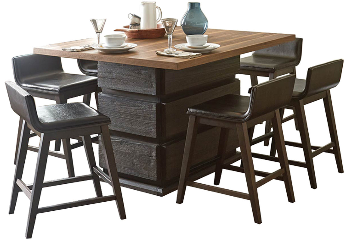 Yolana Natural Walnut 7-PC Counter Height Set
