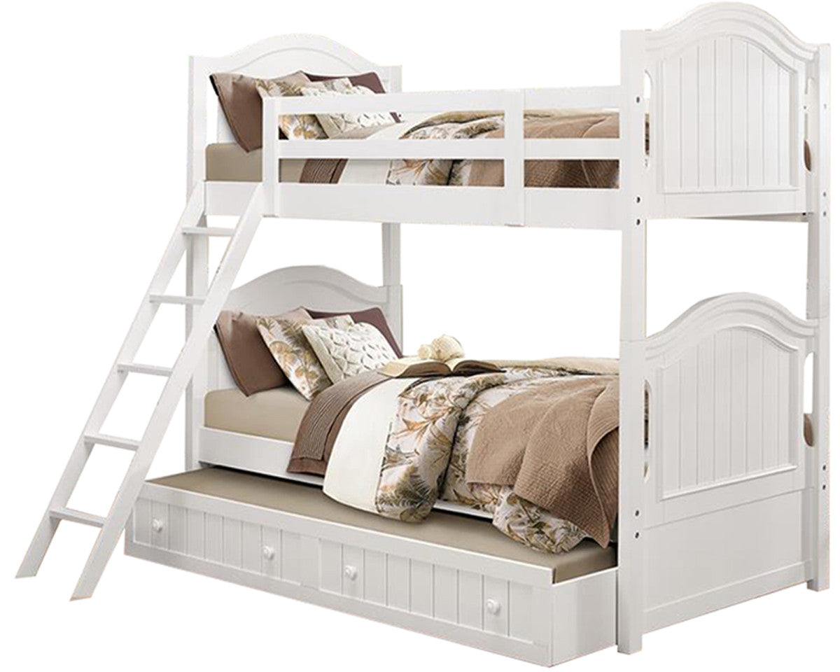 VIOLA White Twin/Twin Bunkbed With Underbed Trundle