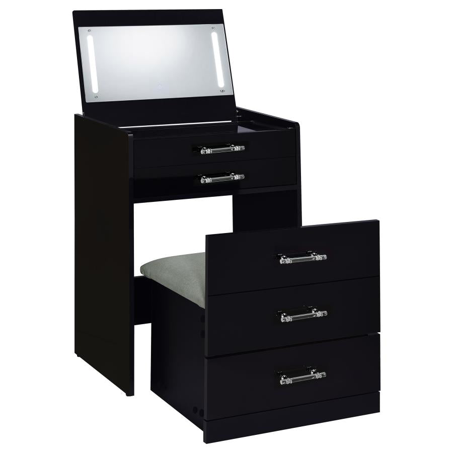 Noir Black 24" Vanity & Stool Set Black