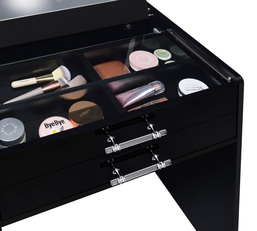 Noir Black 24" Vanity & Stool Set Black