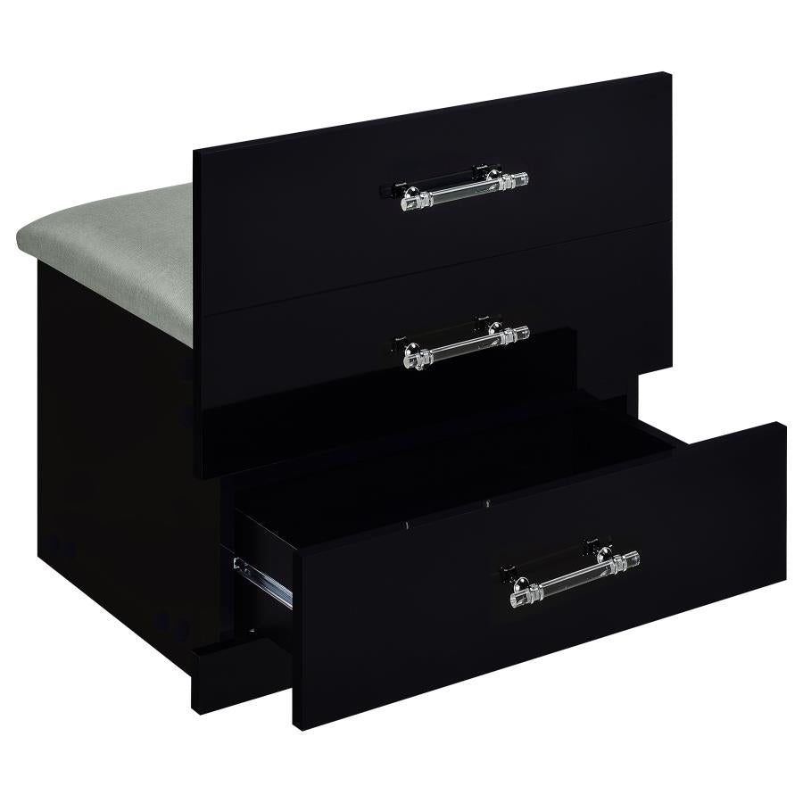 Noir Black 24" Vanity & Stool Set Black