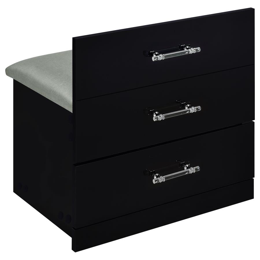 Noir Black 24" Vanity & Stool Set Black