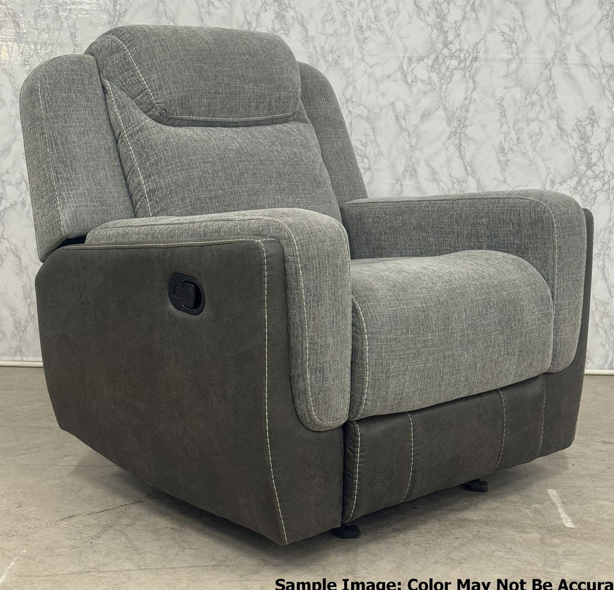 NOUR Gray Fabric Reclining Livingroom with Glider Loveseat