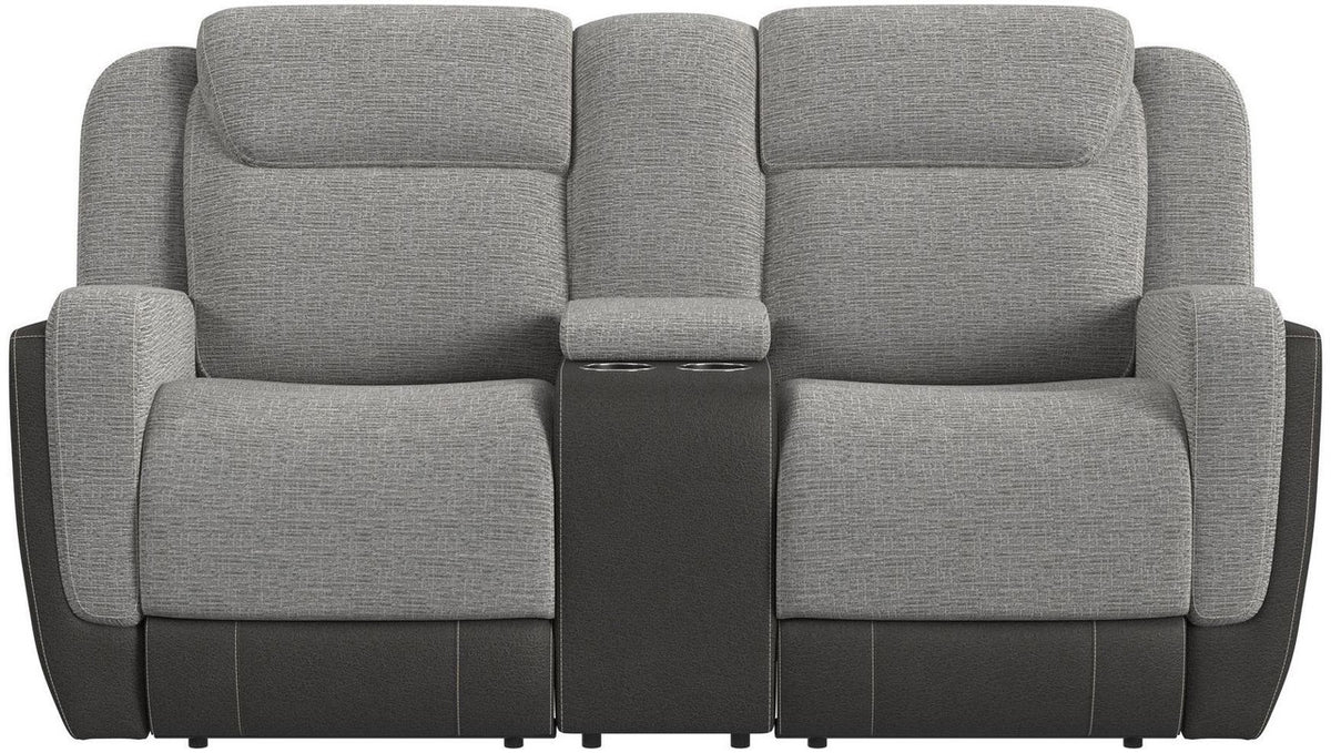 NOUR Gray Fabric Reclining Livingroom with Glider Loveseat