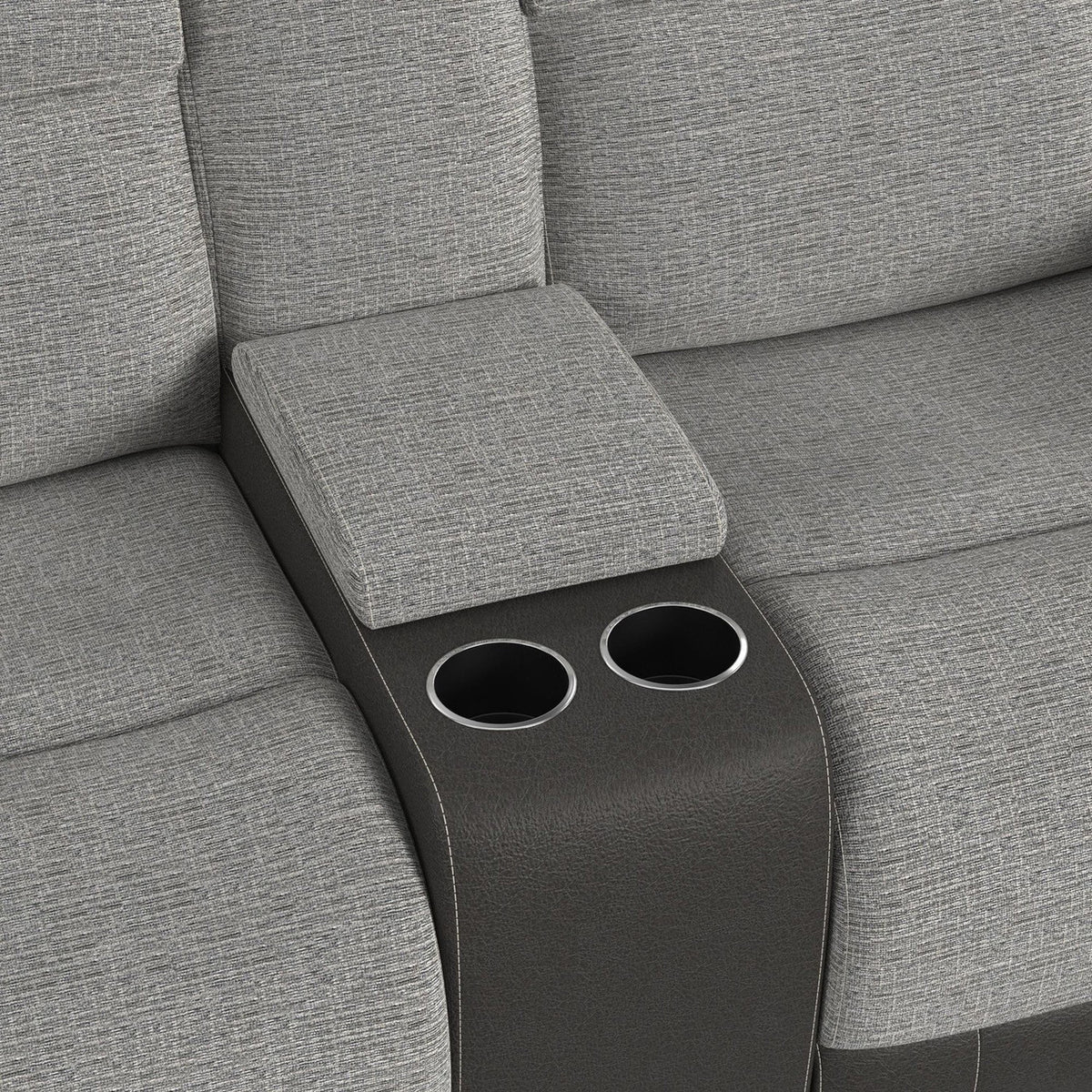 NOUR Gray Fabric Reclining Livingroom with Glider Loveseat