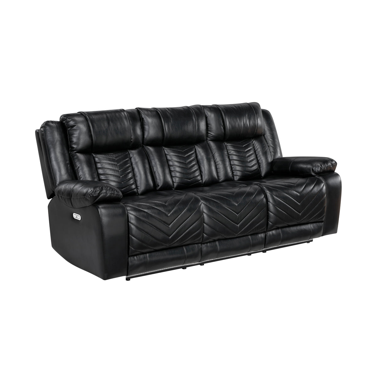 Overlook Black Powered Reclining Sofa & Loveseat With Bluetooth