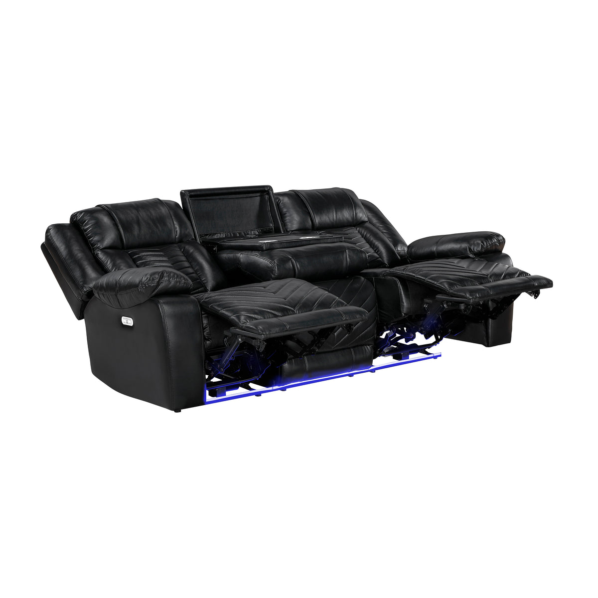 Overlook Black Powered Reclining Sofa & Loveseat With Bluetooth