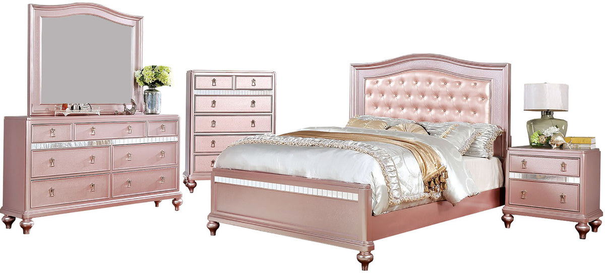 AUBRIANA Camelback Rose Gold Bedroom Set