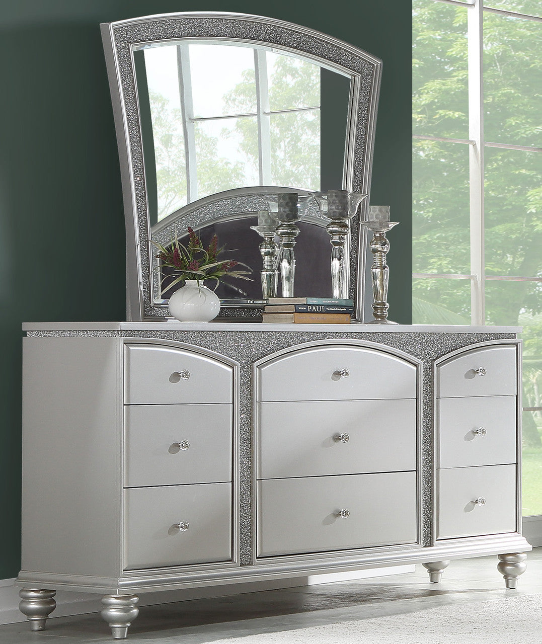 Precious Platinum Rhinestones Bedroom Set