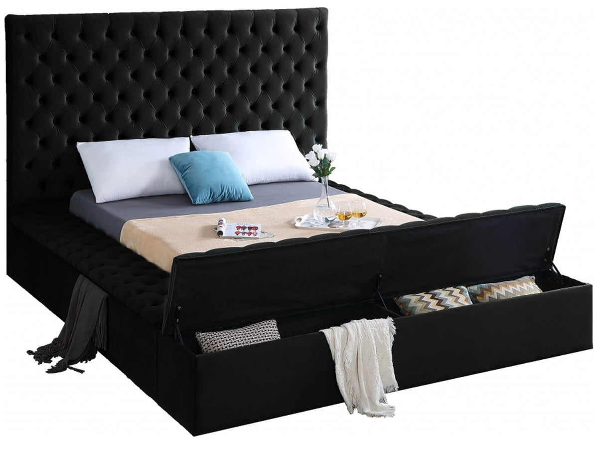 AZELL Black Velvet Storage Bedroom Set