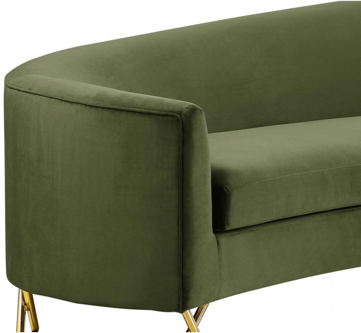RAIIN Olive Green Velvet 134" Wide Curved Sectional