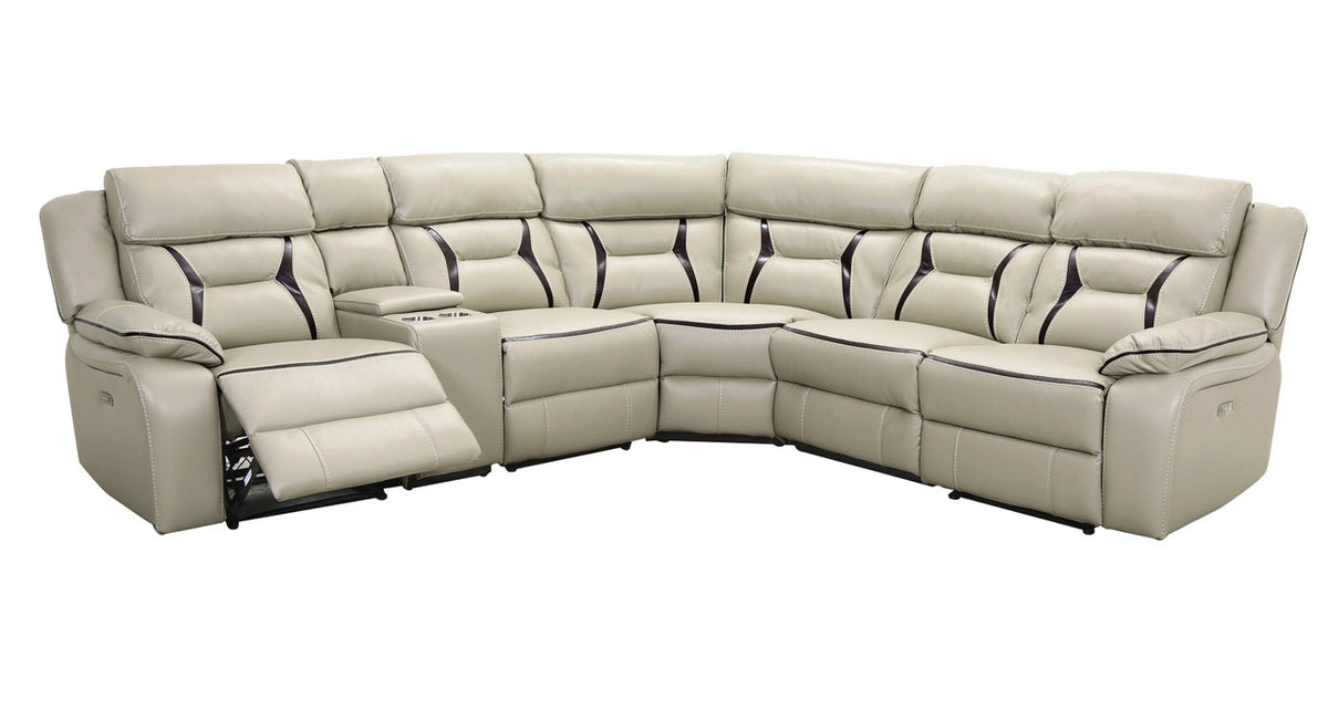 Pegasus Beige 6-PC Powered Reclining Sectional With USB