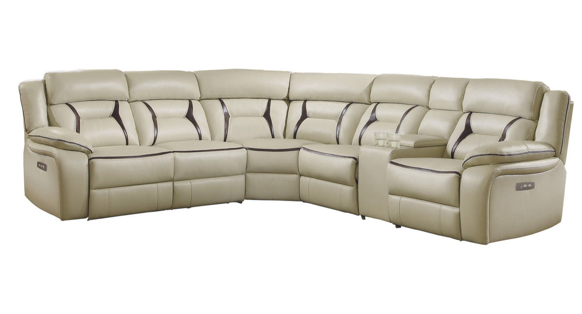 Pegasus Beige 6-PC Powered Reclining Sectional With USB