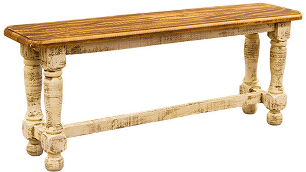 Provencia White Rustic Dining Bench