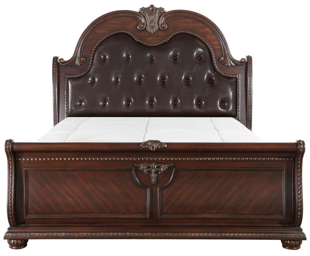 JARISSA Dark Cherry 70" Height Sleigh Bed