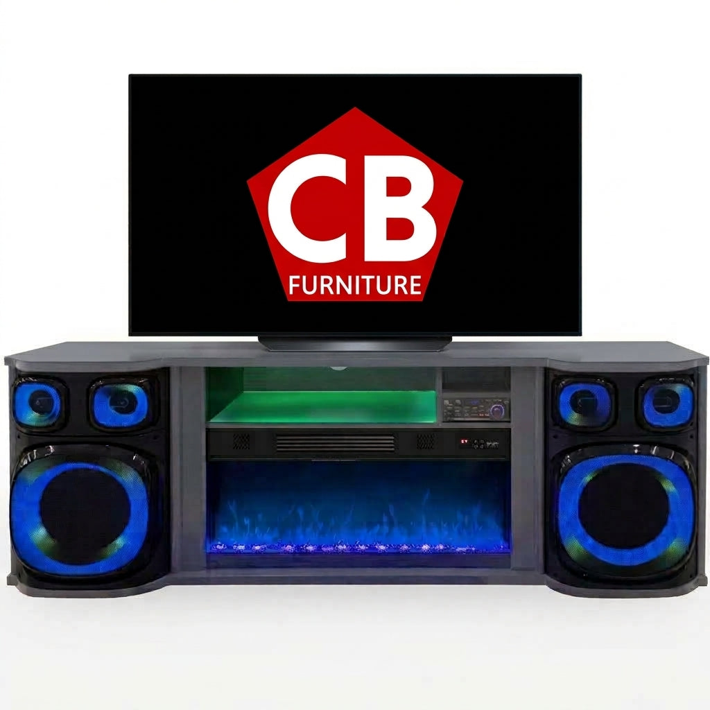 Tron 71" Wide x 25" Height Smart Fireplace TV Stand with Bluetooth Soundsystem