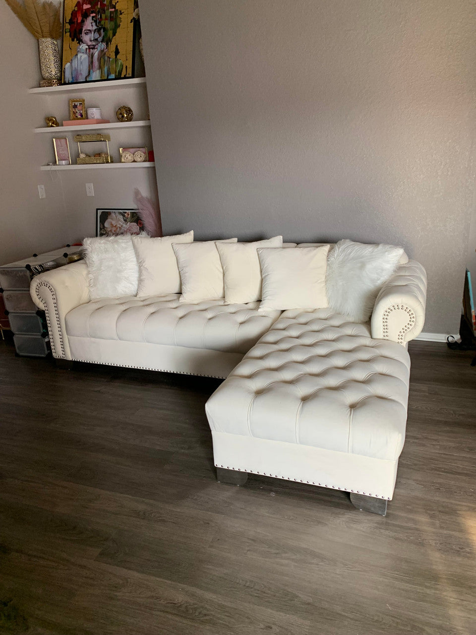 ETERNA Cream Velvet 101" Wide Sectional