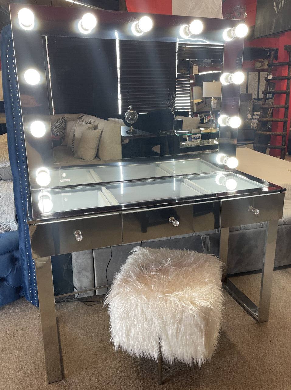 VALENCIA 46" Wide Mirrored Chrome LED Vanity (RTA)