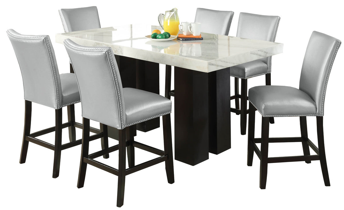 NUBIA White Marble 70" Wide Rectangular Counter Height Table