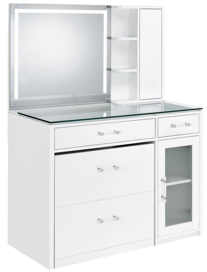 Vegas White 39.5" LED Vanity With Stool