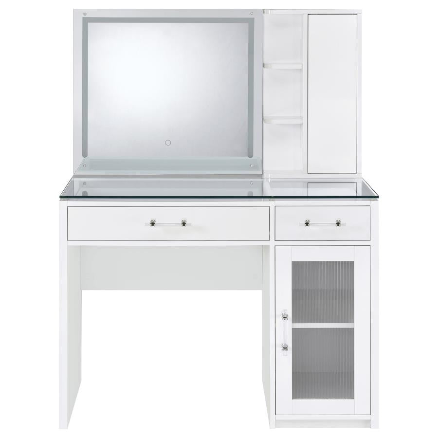 Vegas White 39.5" LED Vanity With Stool