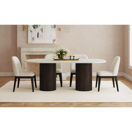Sylvie - Oval Dining Table With Faux Marble Top