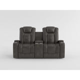 Tabor - Power Double Reclining Loveseat With Center Console, Power Headrests, Storage Arms And Cup Holders - Brownish Gray