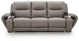 Real Moments - Power Reclining Sofa With Audio Seating - Ash
