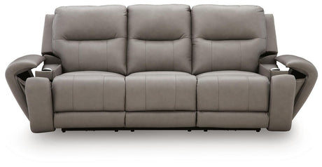 Real Moments - Power Reclining Sofa With Audio Seating - Ash