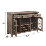 Raphaela - Server With Cup Holder & Wine Rack - Weathered Cherry