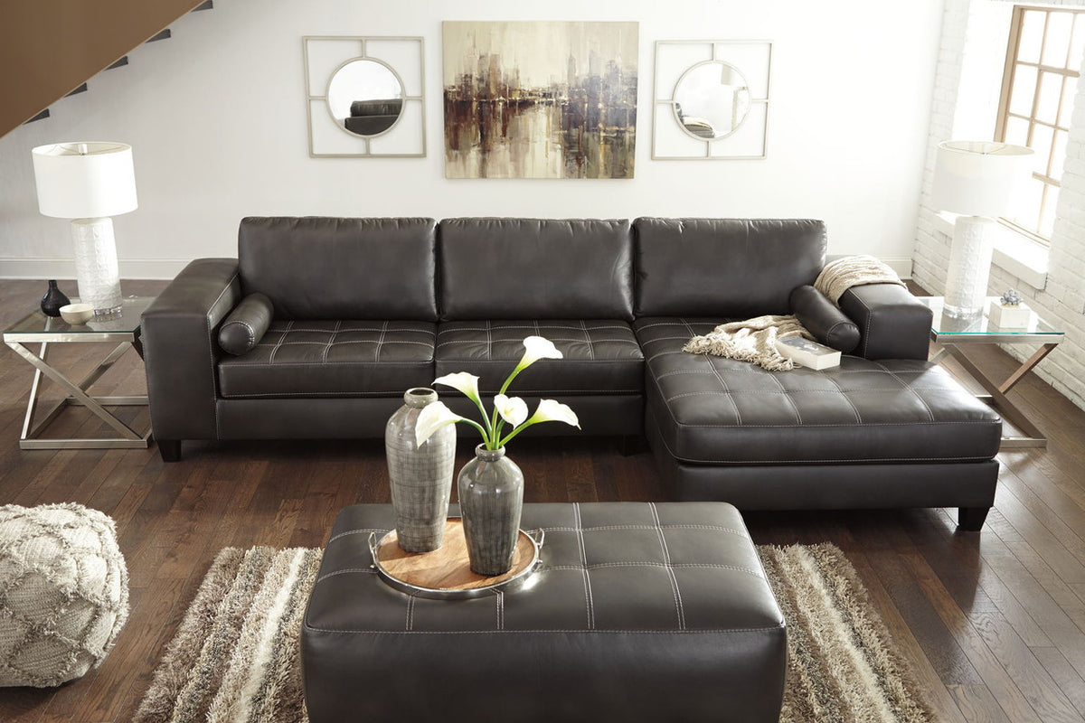 KENNIA Dark Gray 134" Wide Sectional with Wide Chaise