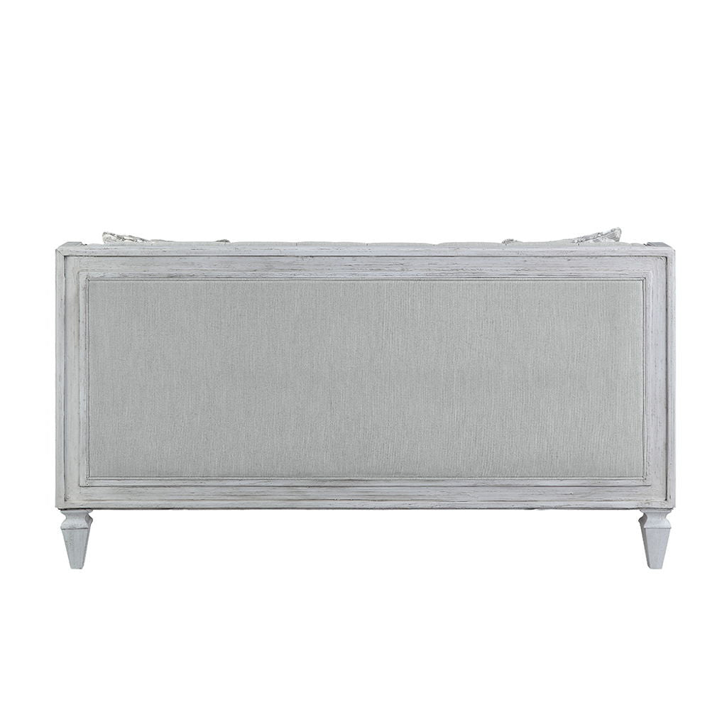 Katia - Loveseat With 2 Pillows - Light Gray Linen & Weathered White