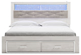 Altyra - King Upholstered Bookcase Bed With Storage - White