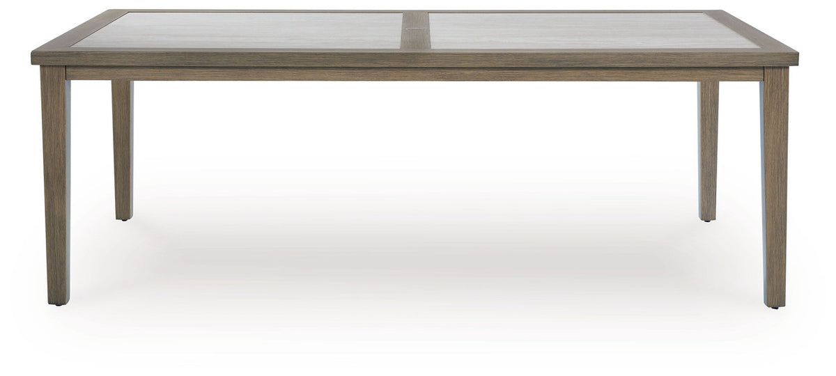 Rainier Ranch - Rectangle Dining Table With Umbrella Option - Brown / Beige